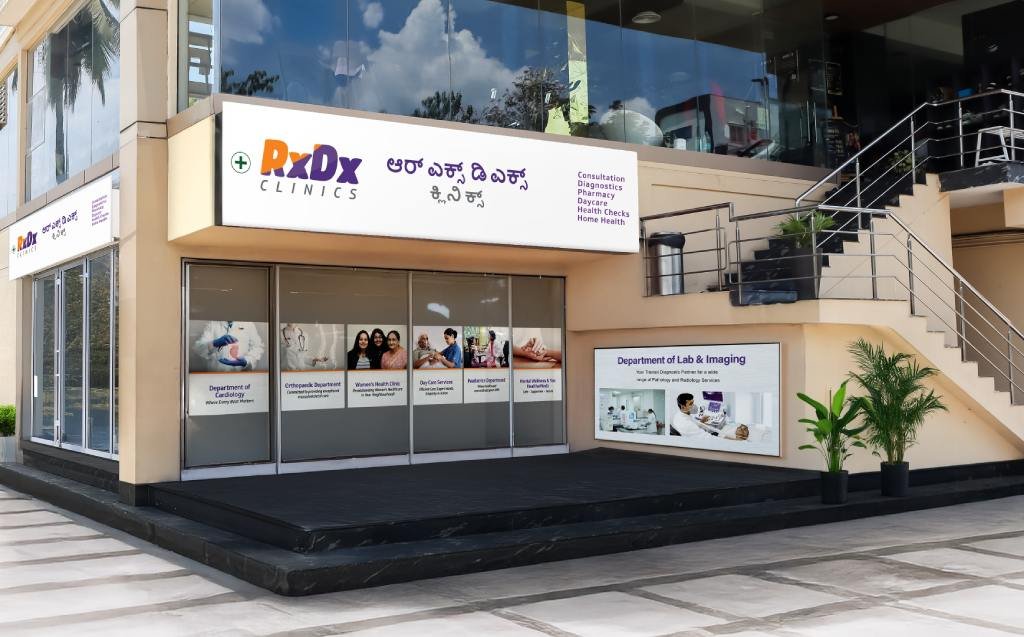Exterior view of the RxDx Clinics branch in RR Nagar.